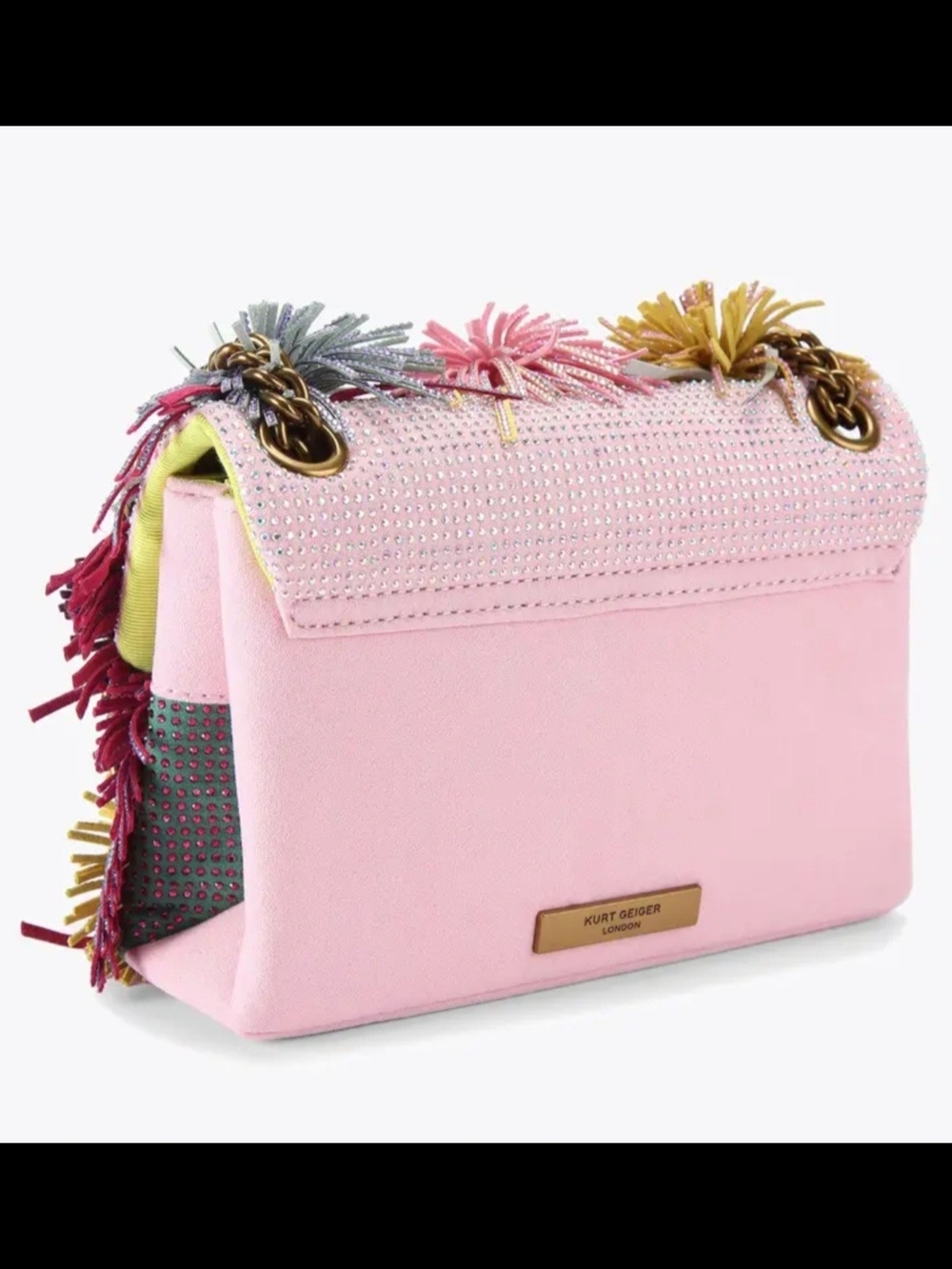 Kurt Geiger Mini Pom Pom Kensington Pink Crystal Crossbody NWT Rare - Picture 7 of 8